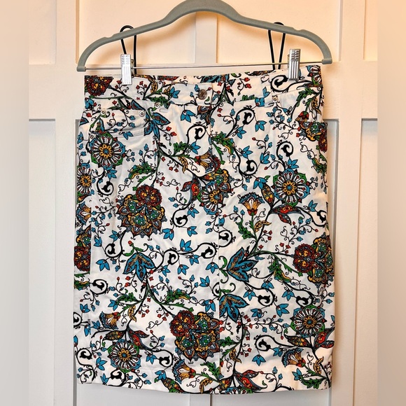 Jones Sport Skirt Women’s Size 4 Straight Knee Length Stretch 4 Pockets Paisley - Picture 1 of 11